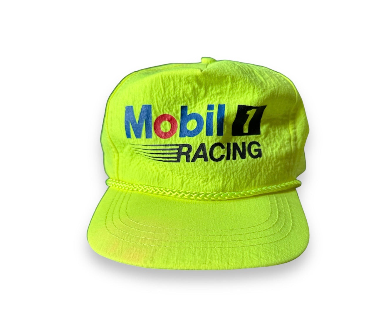 Authentic Vintage Mobil 1 Racing hat in neon yellow