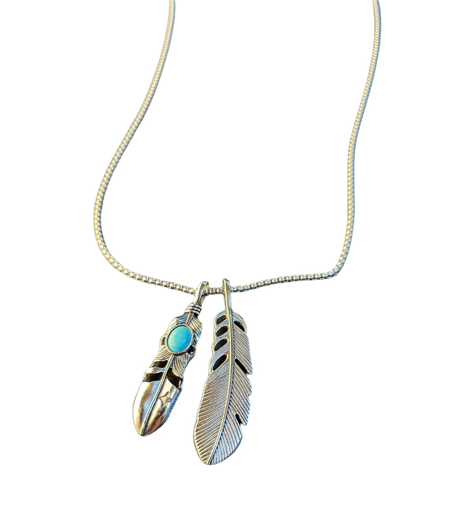 Takahashi Turquoise Goros Feather Necklace Set