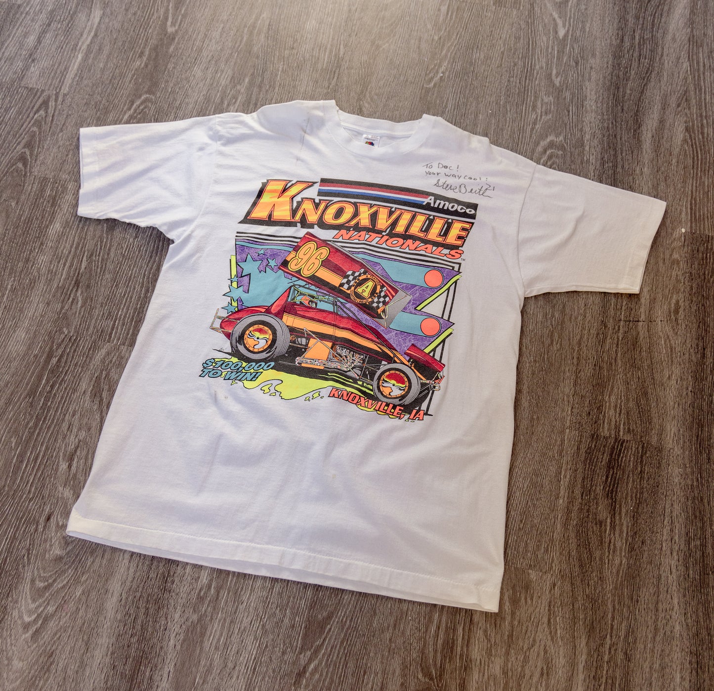 Vintage Signed 1996 Knoxville Nationals Car T Shirt