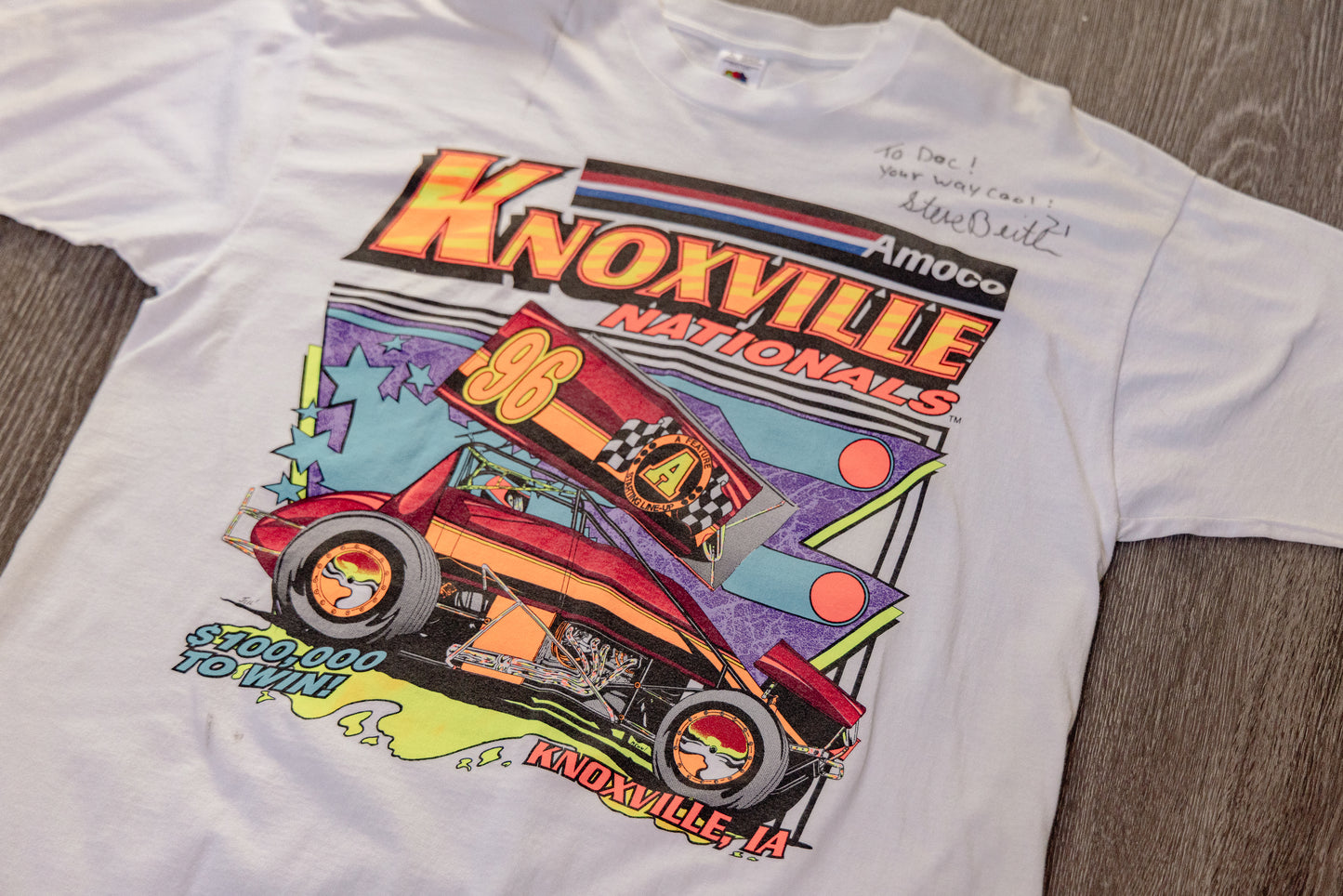 Vintage Signed 1996 Knoxville Nationals Car T Shirt