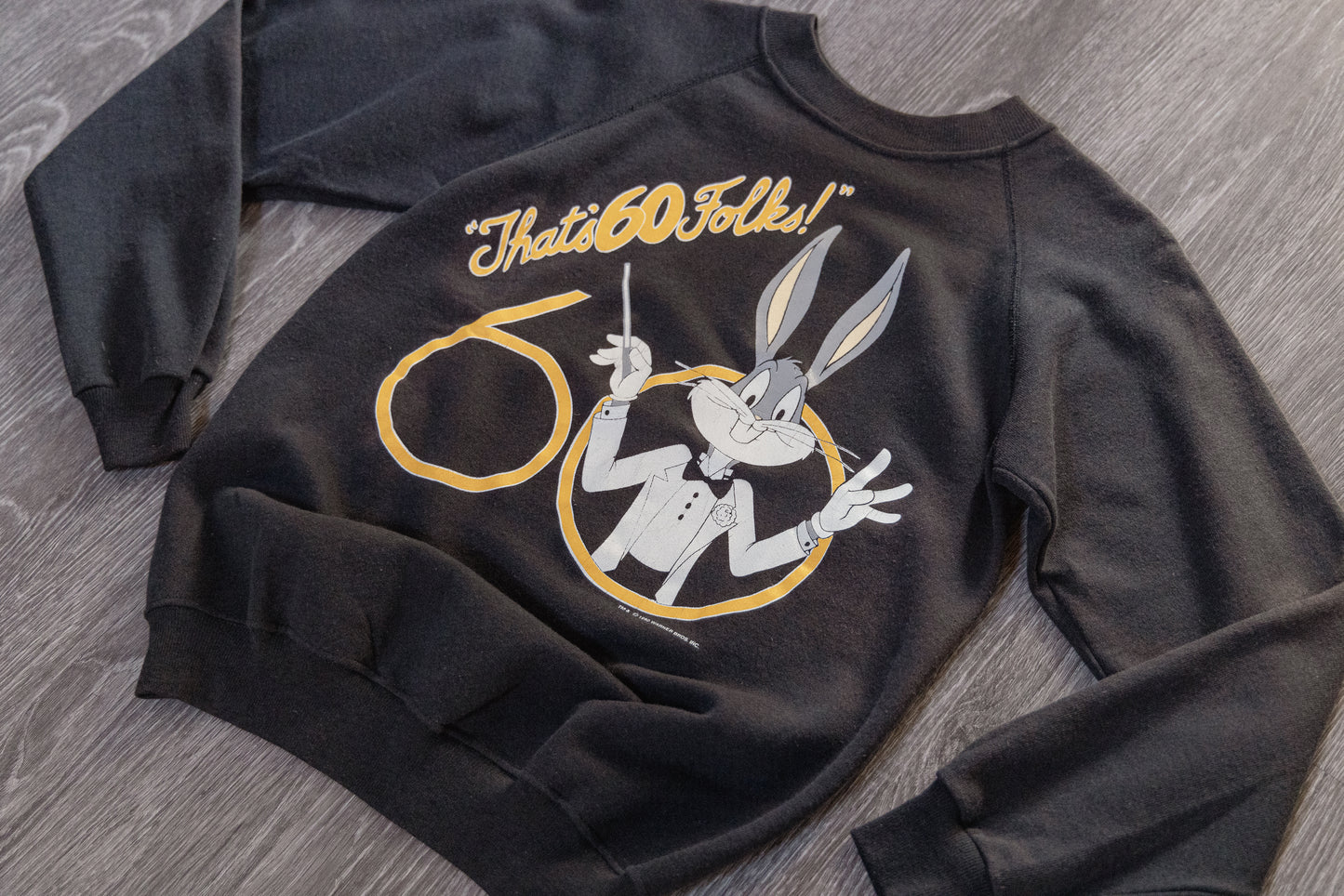 Vintage Black 1990 60th anniversary bugs bunny crew neck