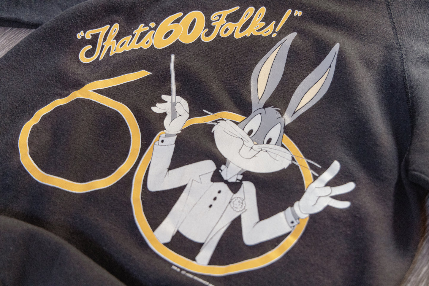 Vintage Black 1990 60th anniversary bugs bunny crew neck