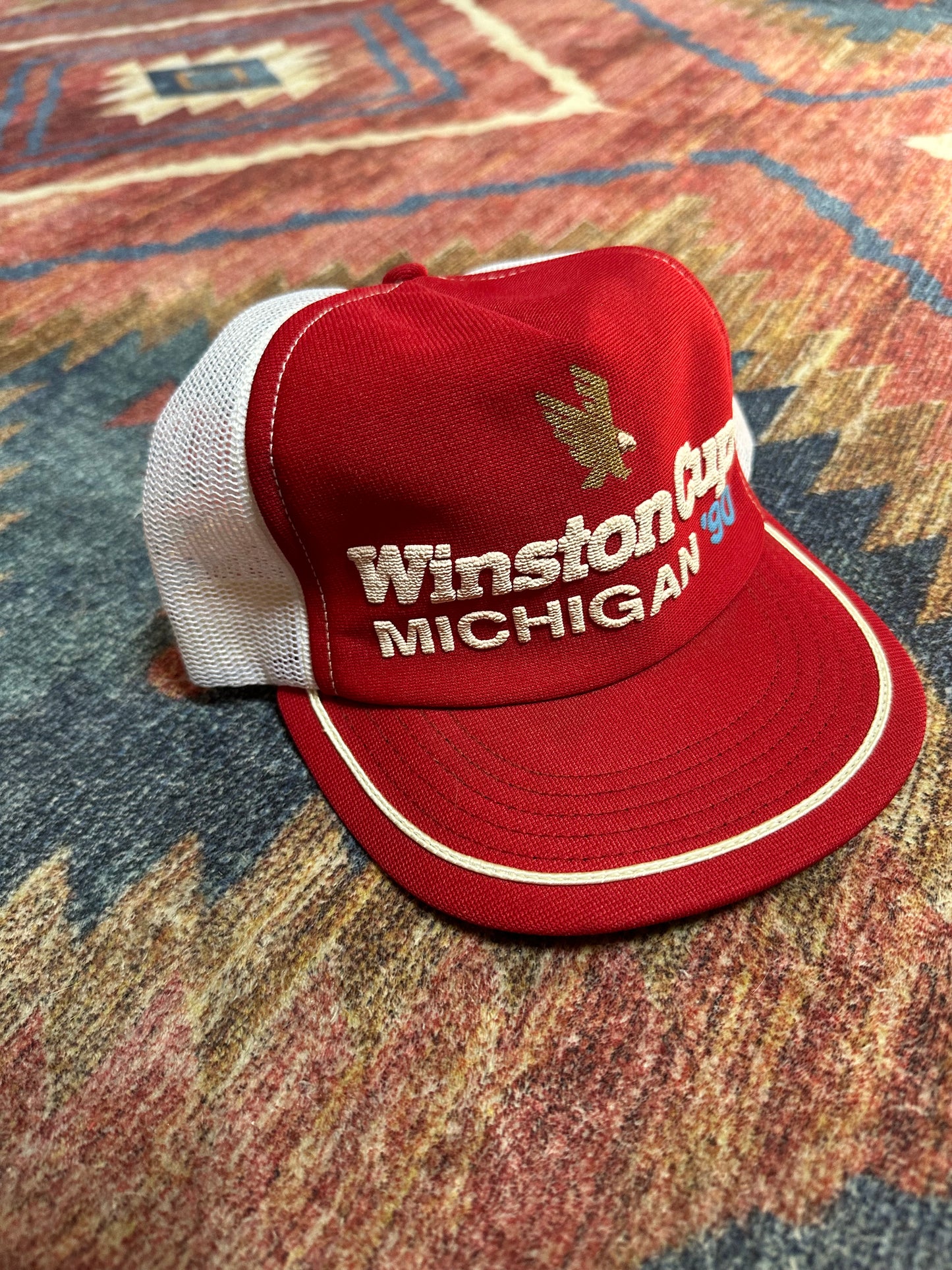 1990 Winston cigarettes Michigan red trucker hat