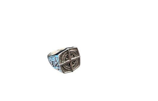 Authentic Vintage Silver Stone Island compass ring