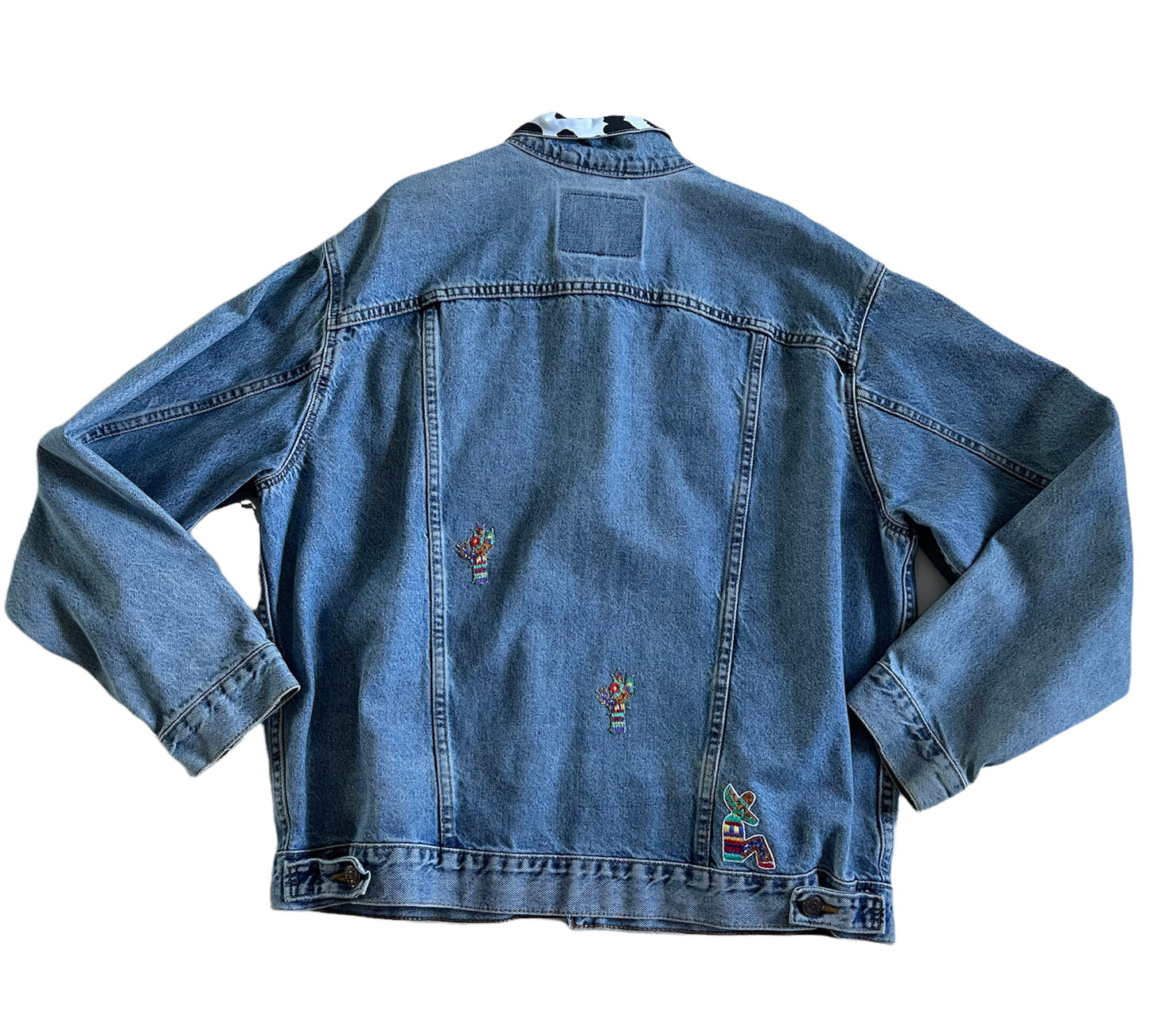 Vintage Levis Trucker Jacket with cow print collar patchwork